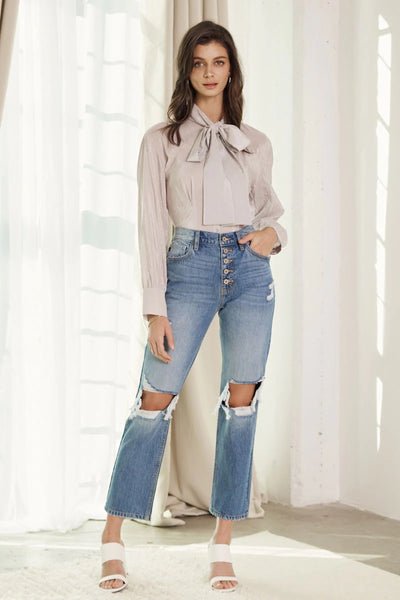 Keke High Rise Straight Leg Jeans