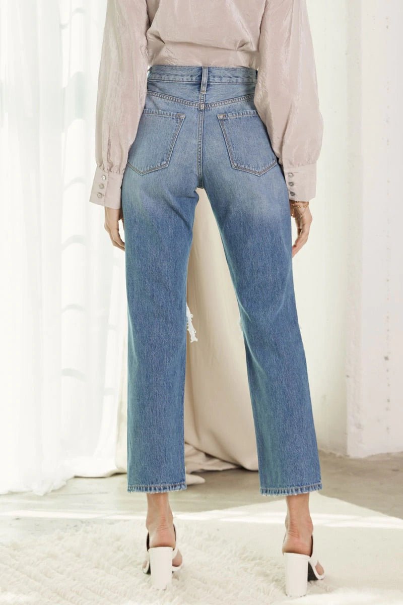 Keke High Rise Straight Leg Jeans