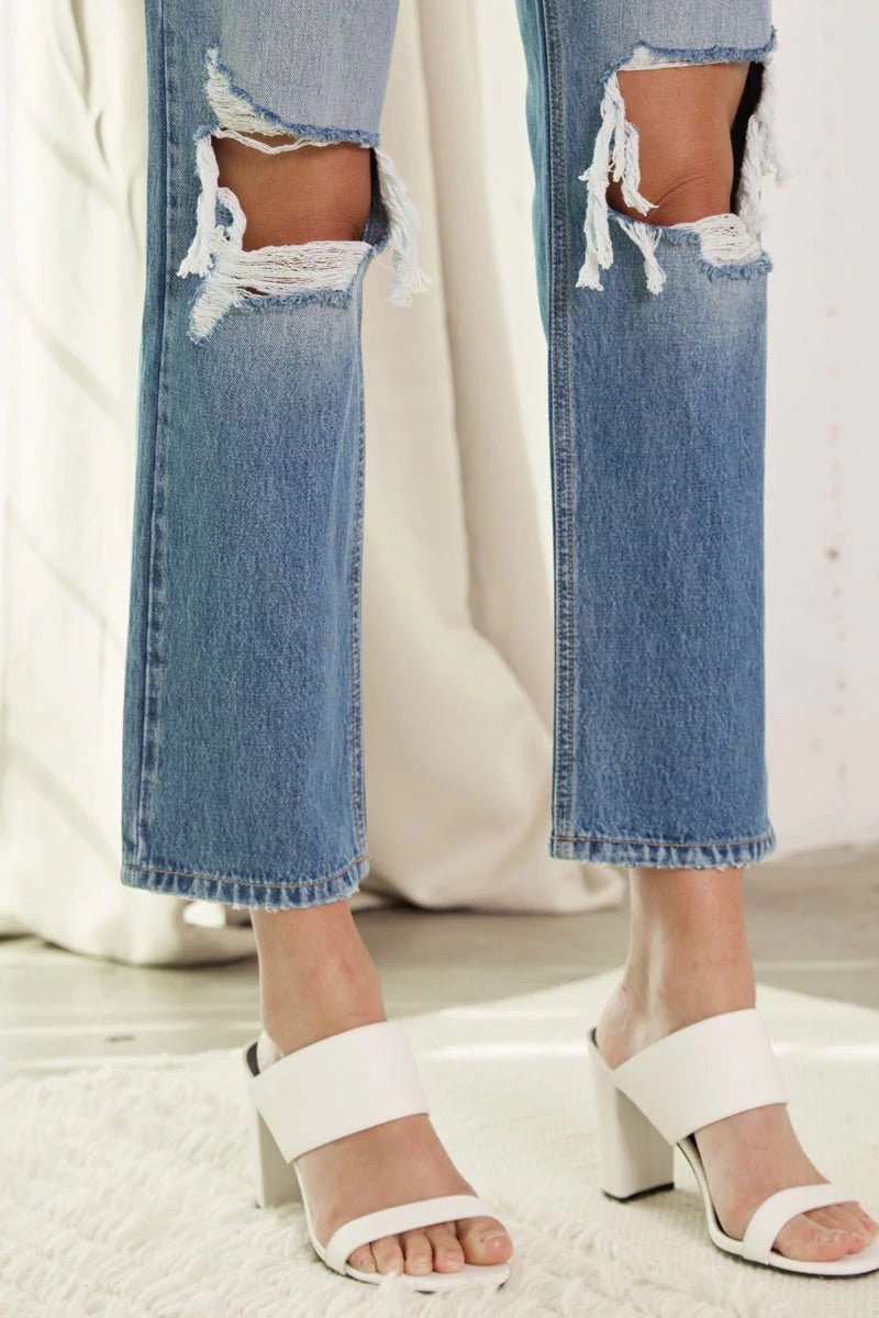 Keke High Rise Straight Leg Jeans